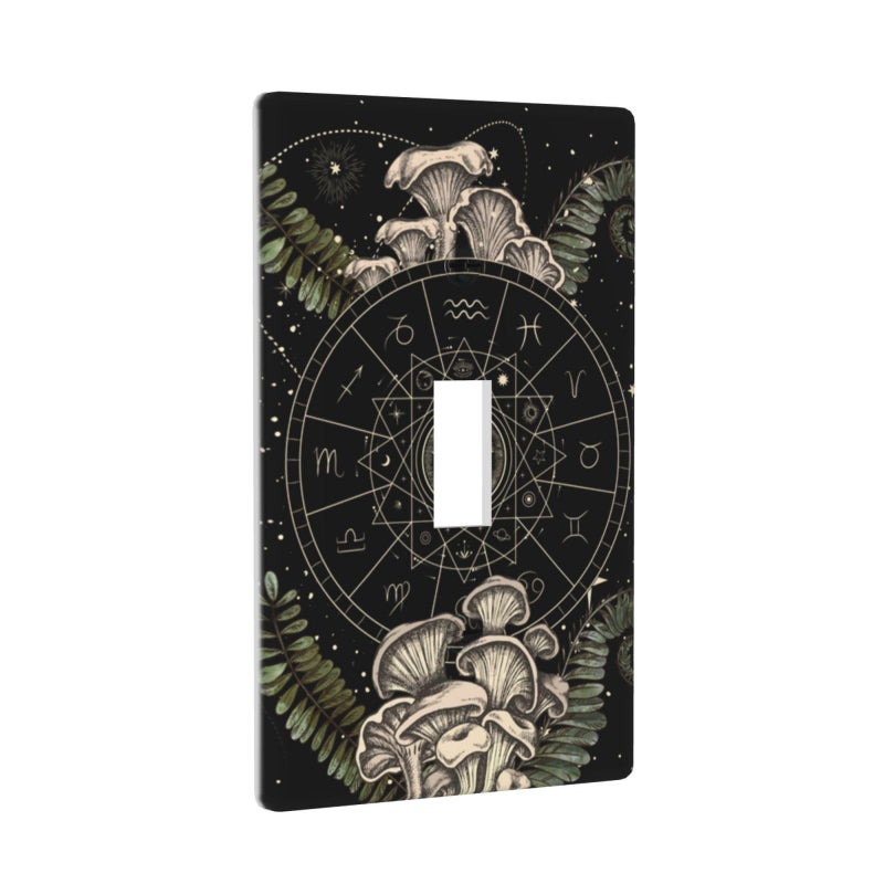 MOLIAN Witchy Mushroom Gaming Light Switch Cover, Single Gang Toggle 1 Gang 4.50"" X 2.76"" Wall Plate Cover, Kitchen Home Decor - Image 1